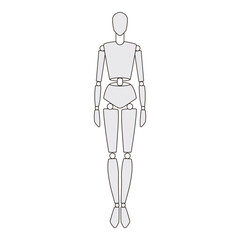 Full-Body Mannequin Figure Outline Fashion Design Sketch Template


