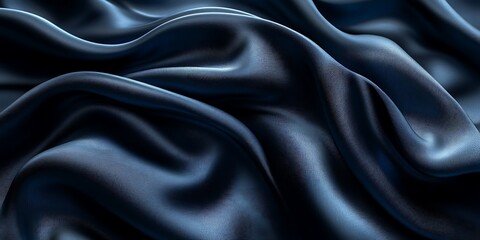 Fototapeta premium Smooth, dark fabric with elegant folds and texture.