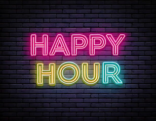 Fototapeta premium vector realistic isolated neon sign hour logo template decoration mockup covering wall background
