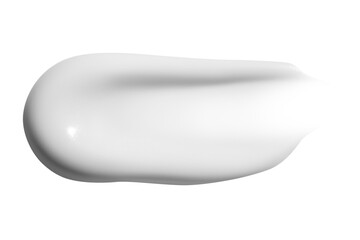 Smear of white cream on an empty background. Skincare product, smooth texture.