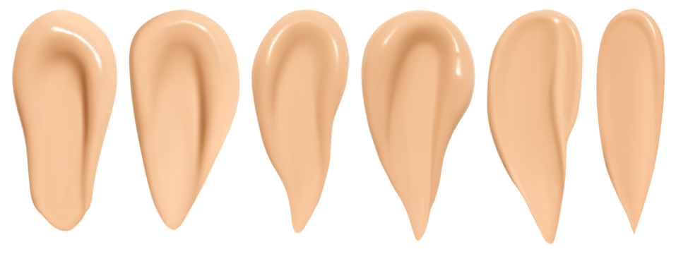Set of foundation cream smears on an empty background. Makeup product, beauty textures