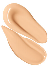 Composition of foundation cream smears on an empty background. Makeup product, beauty textures.