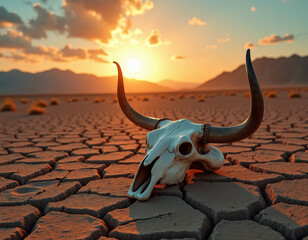Obraz premium Desolate Landscape with Animal Skull