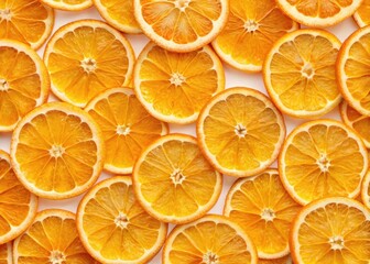 Obraz premium Vibrant Seamless Orange Fruit Pattern for Textile Design, Macro Photography of Fresh Orange Slices on White Background, Perfect for Prints, Fabrics, and Creative Projects