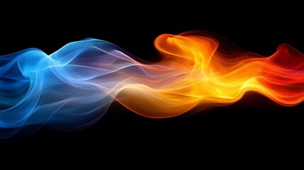 Obraz premium Abstract flowing waves of blue and orange light.
