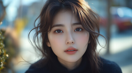 美女, 女性, 美しい, 顔, モデル, 日本, 韓国, 中国, アジア, カフェ, ファッション