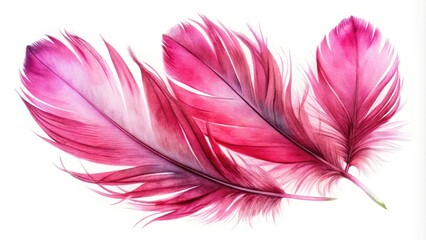Obraz premium Watercolor Hand Painted Romantic Sketch of Pink Soft Feathers for Textile Design, Print Design, and Wallpapers, Perfect for Elegant Home Decor and Fashion Accessories
