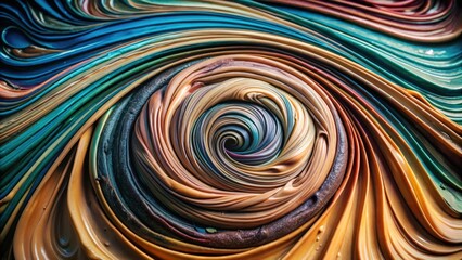 Abstract swirl of vibrant colors creating a mesmerizing vortex of layered and flowing patterns