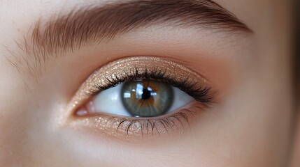 Fototapeta premium Hazel brown lenses with a little gold sparkle add dimension to the eyes to look warm and gentle. Suitable for natural makeup styles that give a fresh and sweet look.