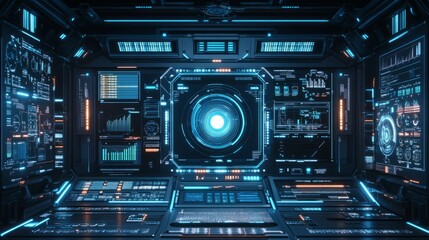 Obraz premium Futuristic Digital Interface in a Sci-Fi Environment