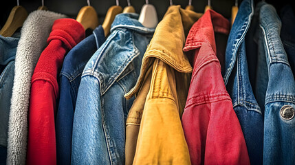 Vintage Jackets Hanging on Rack