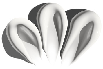 Composition of white cream smears on an empty background. Skincare product, smooth textures.