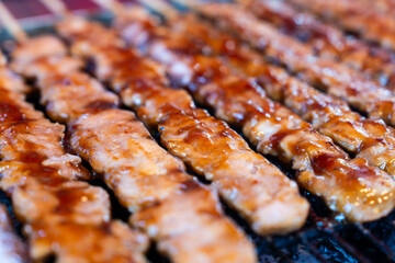 chicken skewers roasted on the grill