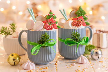 Tasty and cute chocolate as dessert for Christmas eve.