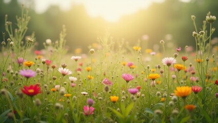 Tranquil wildflower meadow symbolizes unity in diversity