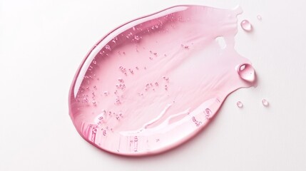 Obraz premium Liquid Pink Gel Droplet on White Background