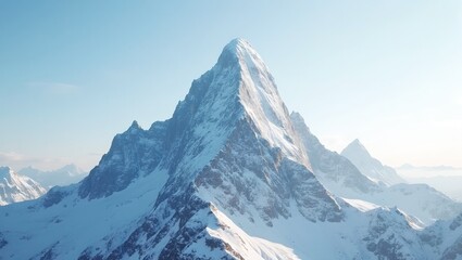 Fototapeta premium Majestic snow capped mountain peak under clear sky