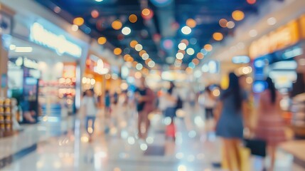 Fototapeta premium Blurred view of shopping mall interior.