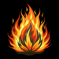 Fire vector illustration an black background
