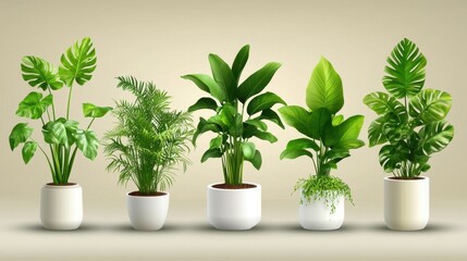 Obraz premium Houseplants in cozy living room, urban jungle, flat design illustration