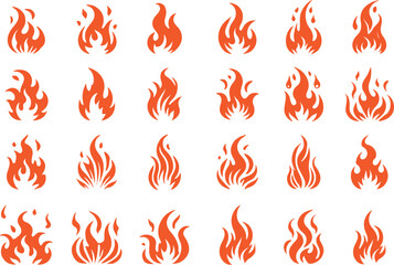A collection of flame icon illustrations