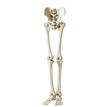Realistic human leg skeleton femur tibia and fibula displayed with clear bone texture isolated on transparent background 