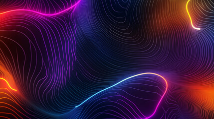Obraz premium astarte.ai: Vibrant Waves with Neon Glow on Dark Background