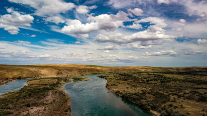 The photo shows a river Or one of the most beautiful rivers in Kazakhstan