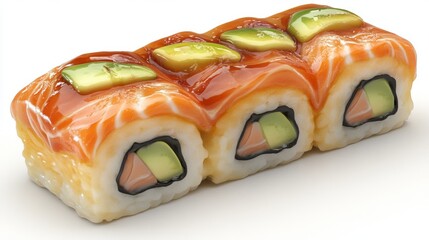 Salmon Avocado Sushi Rolls with Teriyaki Glaze Japanese Cuisine Food Photography