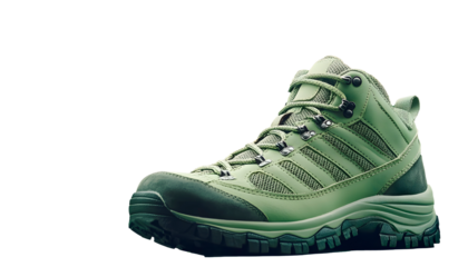3D Rendering of a Green Hiking Boot with Copy Space