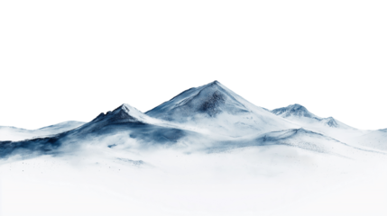 The peaks of the snowy mountains. Isolated on transparent background
