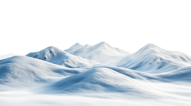The peaks of the snowy mountains. Isolated on transparent background