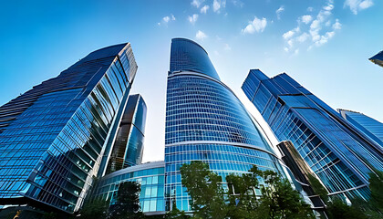 Obraz premium modern business center building details moscow city district date back june