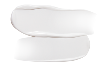 Composition of white cream smears on an empty background. Skincare product, beauty textures.