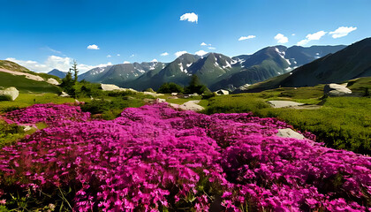 Obraz premium moss phlox blooms beautifully mountainous alpine gardens rocky soil
