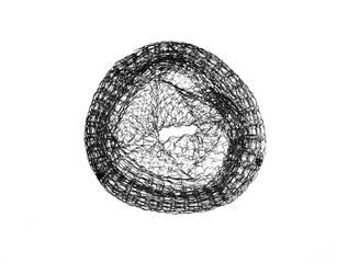 Steel filings. Metal sponge. Metal sponge for washing.