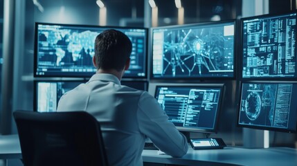 Fototapeta premium Fleet management with realtime monitoring and technical workspace