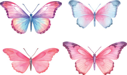 set of butterflies isolated