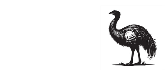 Fototapeta premium Greater rhea Flightless bird Silhouette Design - Greater rhea bird Vector illustration in black and white