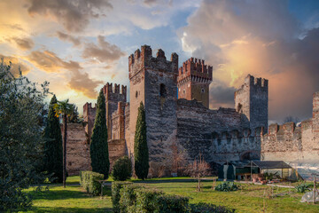 Obraz premium Scaligero Castle view in Lazise Town of Italy