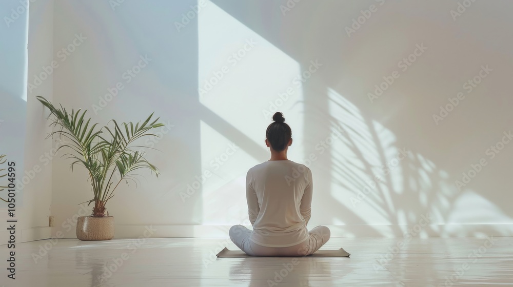 Aufkleber a serene scene of a patient participating in a yoga session designed for stress relief in a peaceful