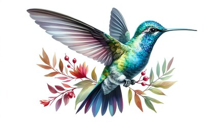 Obraz premium Vibrant Hummingbird in Flight 