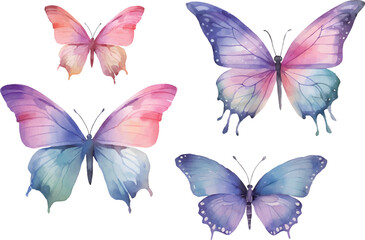 set of butterflies isolated