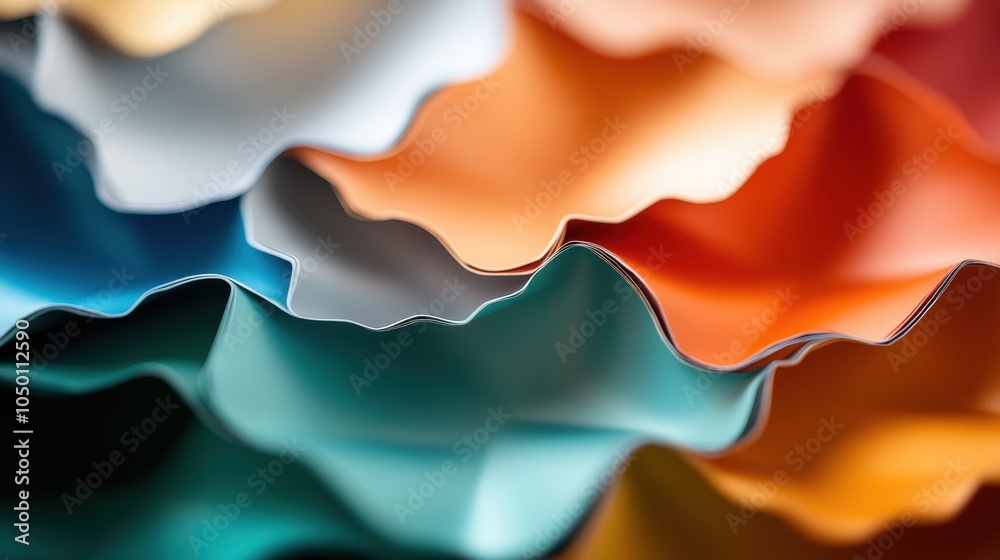Poster a mesmerizing abstract image featuring various wave patterns and textures in mixed earthy and pastel