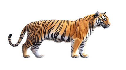 Naklejka premium A beautiful white tiger isolated on a white background