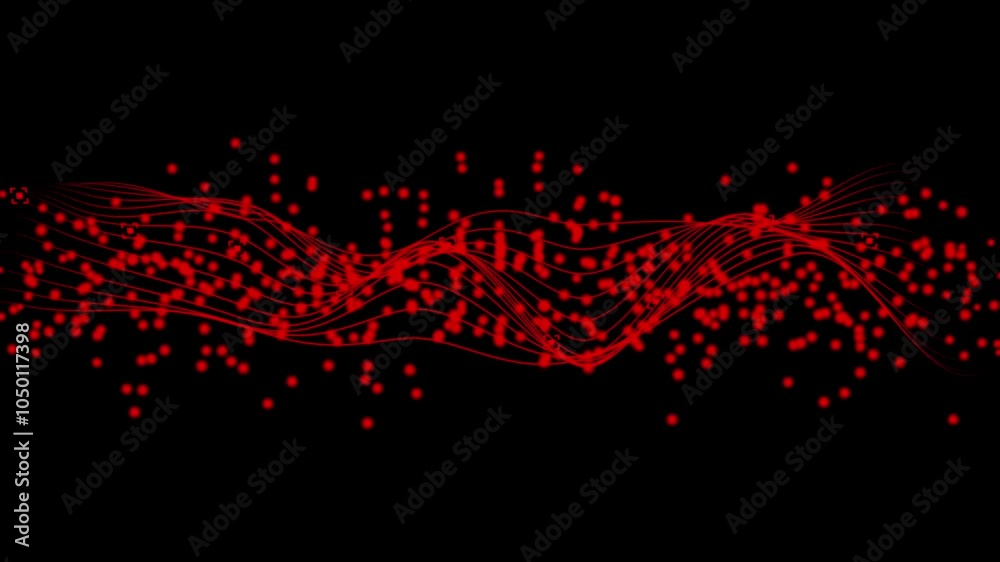 Aufkleber 3d digital dynamic wave. flow digital structure. abstract red particle background. flow wave with do