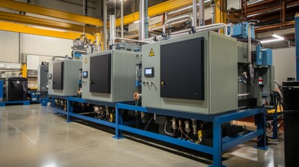 Naklejka premium Satellite manufacturing facility with controlled environment and lighting