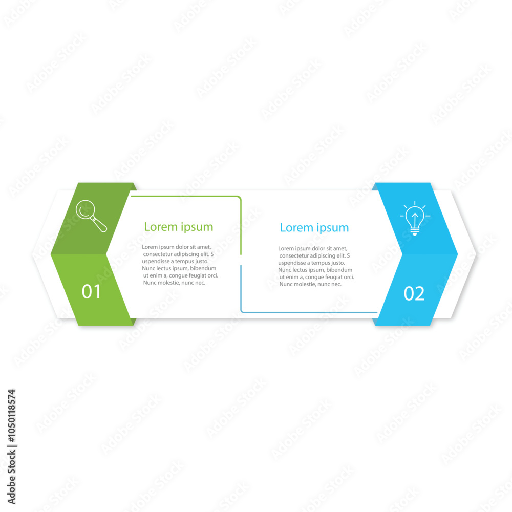 Wall mural infographic template vector with 2 step paper style