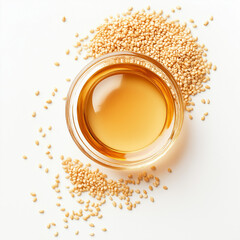 Sesame Seed Oil on White Background