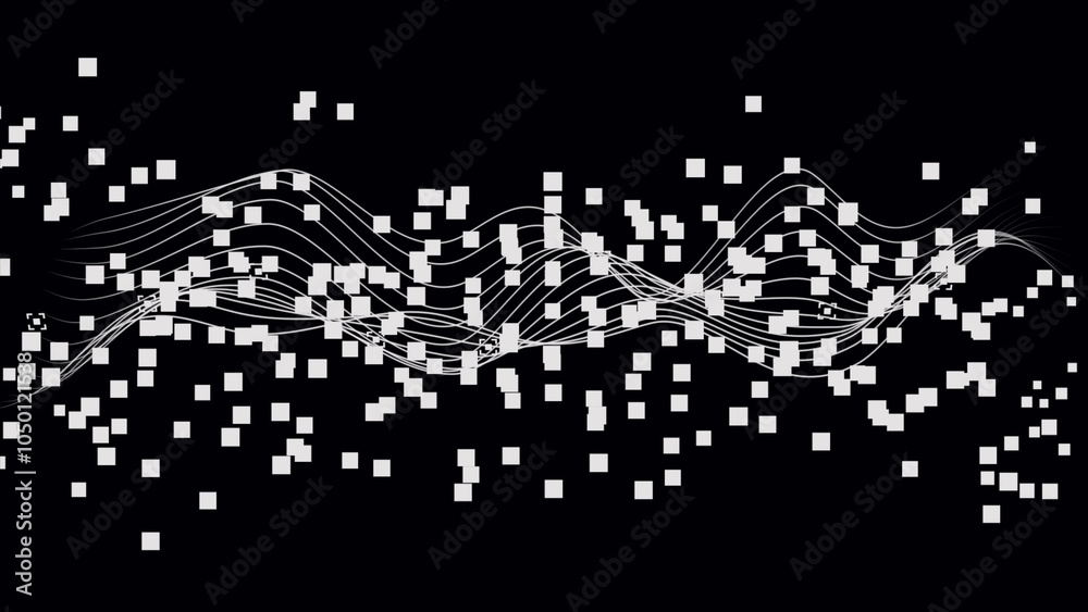 Aufkleber abstract white particle background. 3d digital dynamic wave. flow digital structur. pattern rectangl